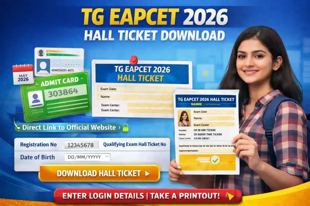 TG EAPCET 2026 Hall Ticket Download - Steps to Download, Exam Date