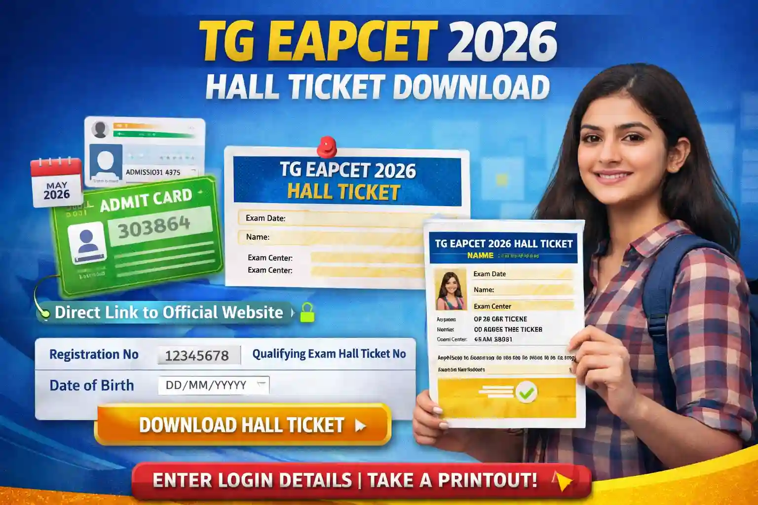 TG EAPCET 2026 Hall Ticket Download - Steps to Download, Exam Date