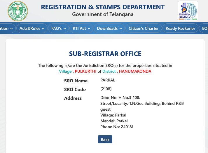 Know Your SRO (Sub-Registrar Office)