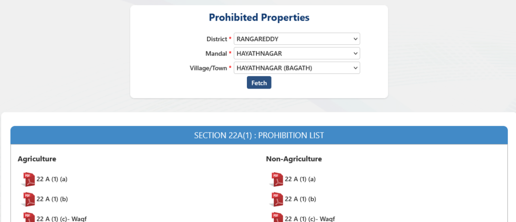 Prohibited Properties Check Encumbrance Certificate (EC)